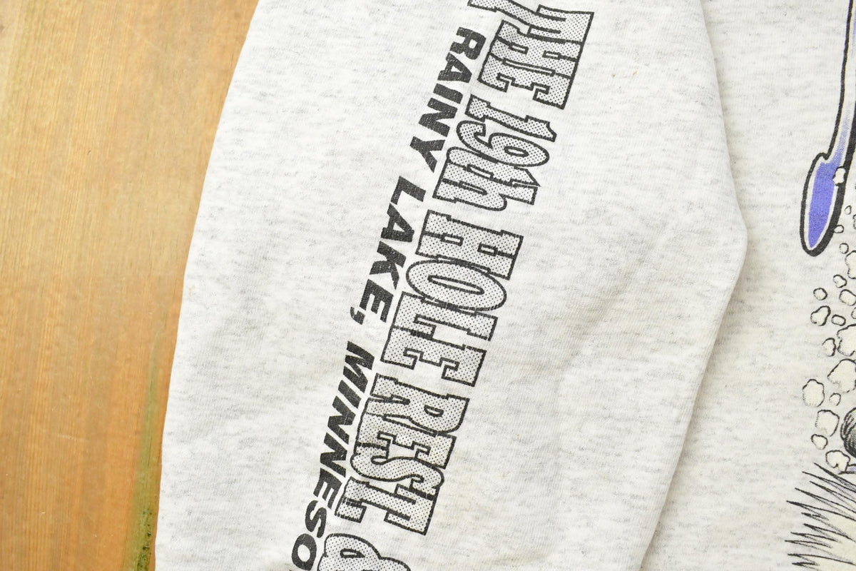 Vintage 1990s Minnesota Snowmobile Nature Graphic Print Crewneck Sweatshirt Men's XL