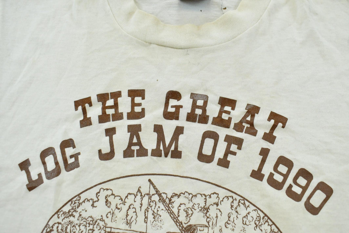 Vintage 1990 Distressed The Great Log Jam Le Sueur Minnesota Souvenir T-Shirt Men's S
