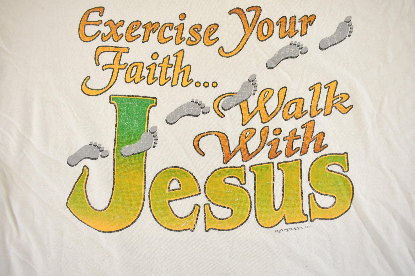 Vintage 1990s Exercise Your Faith Walk With Jesus T-Shirt Men's XL