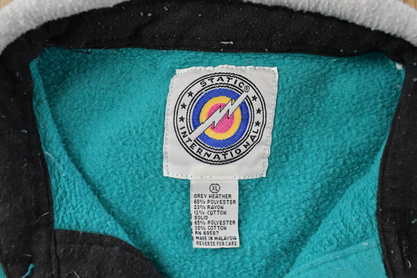 Vintage 1990s Static International Polo Collared Sweatshirt Men's Large