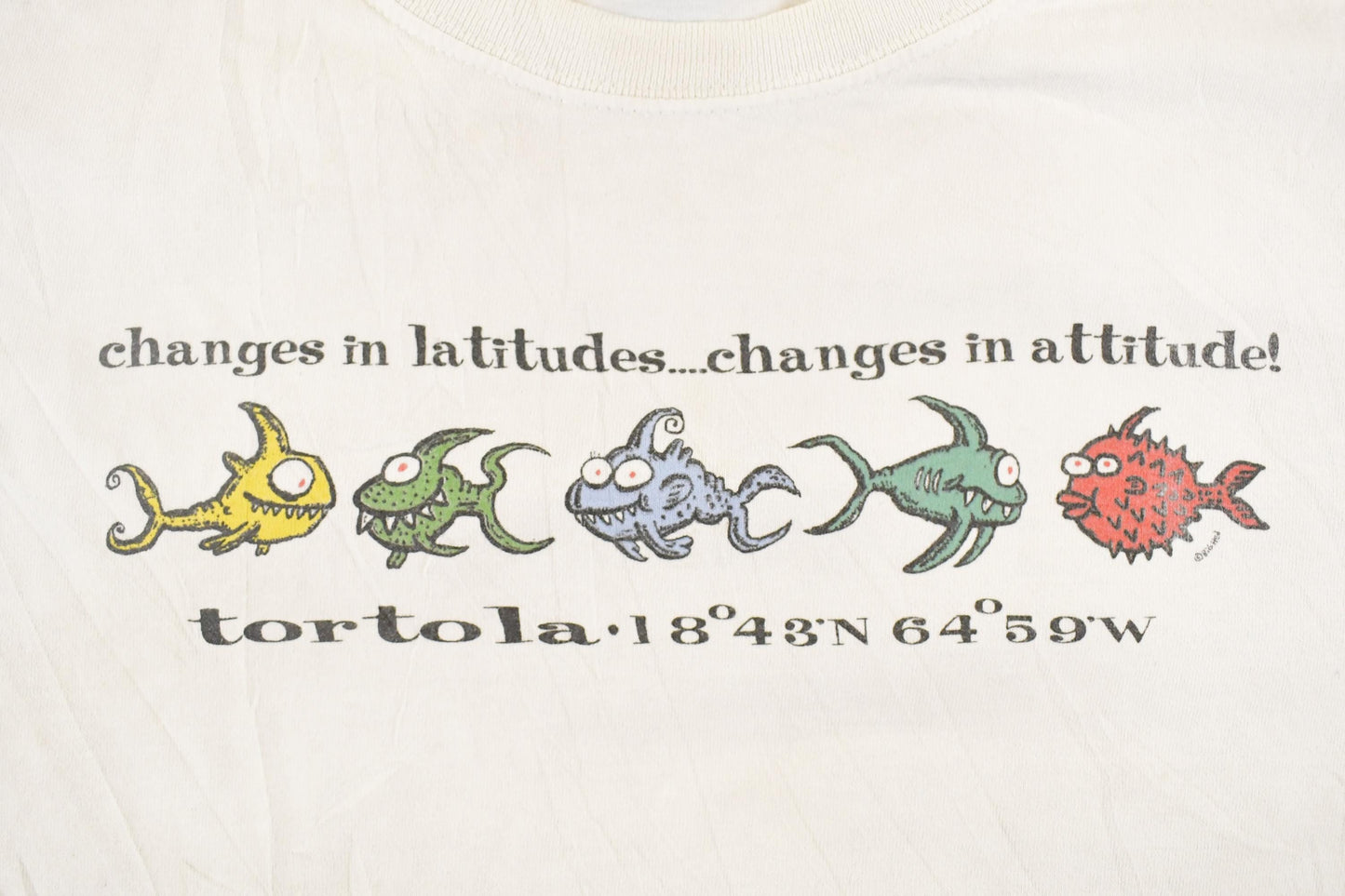 Vintage 1990's Tortola Crazy Fish Souvenir Travel T-Shirt Men's XL