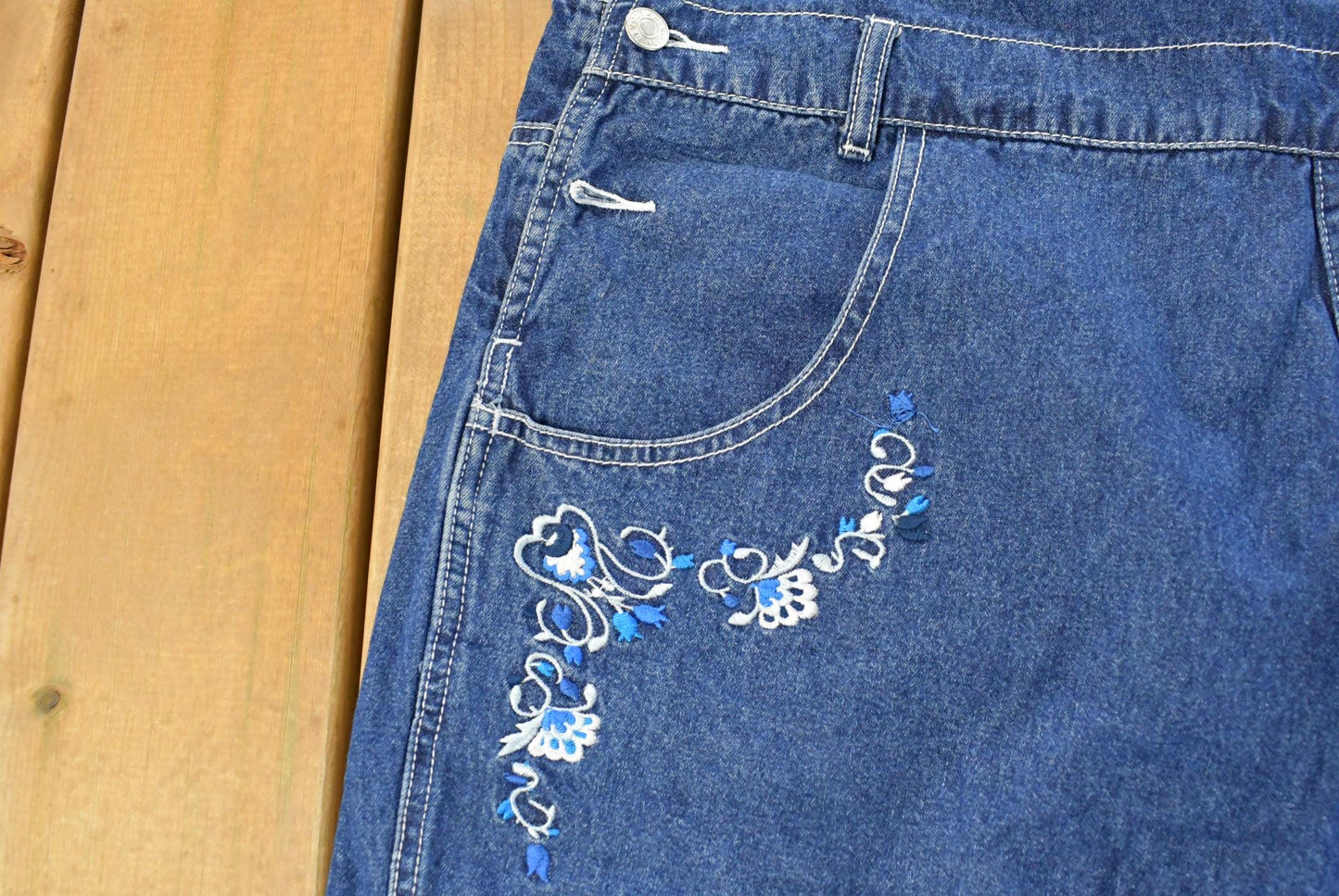 Vintage 1990s Revolt Floral Denim Overalls Men's 43 x 30