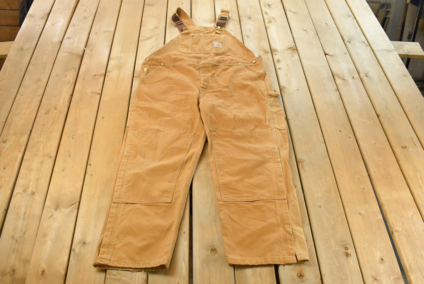 Vintage 1990s Carhartt Double Knee Canvas Bib Overalls Men's 46 x 31