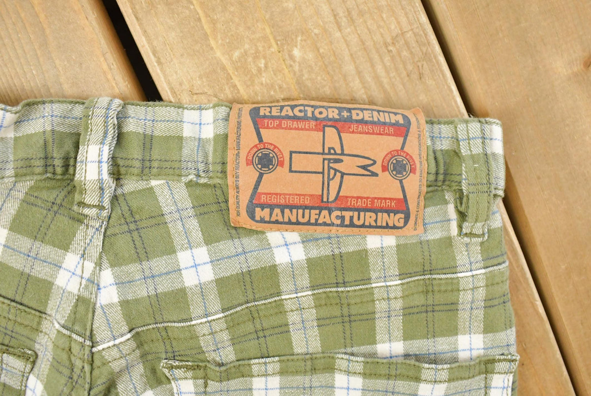 Vintage 1990s Reactor Plaid Denim Jeans Men's 30 x 34