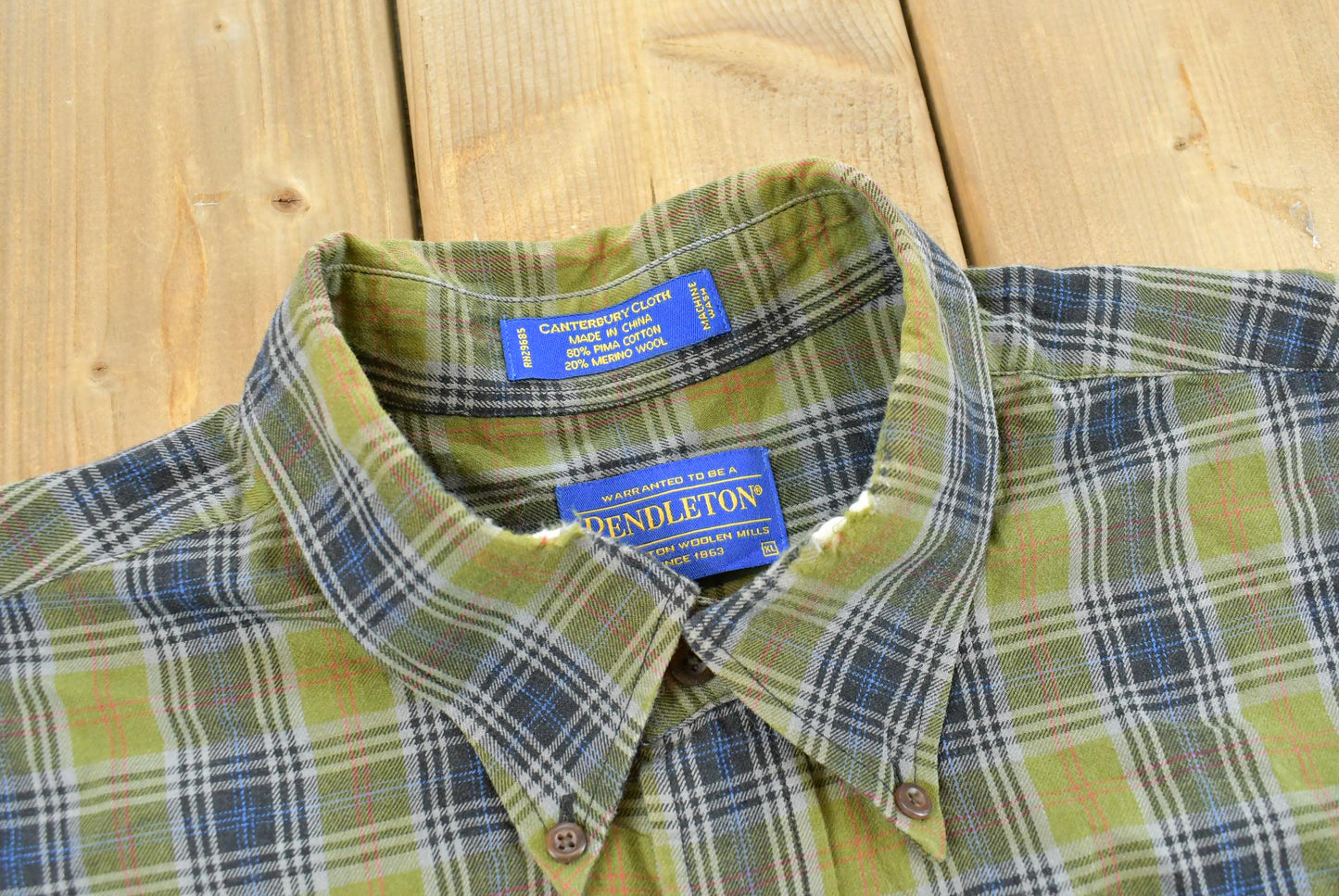 Vintage 2000s Pendleton Cotton Wool Blend Plaid Button Up Shirt Men's XL