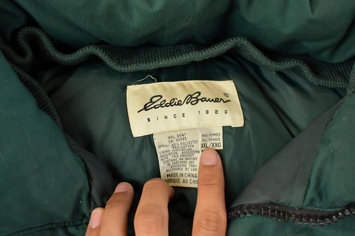 Vintage 1990s Eddie Bauer Ridgeline Goose Down Hooded Jacket Men's 2XL Tall