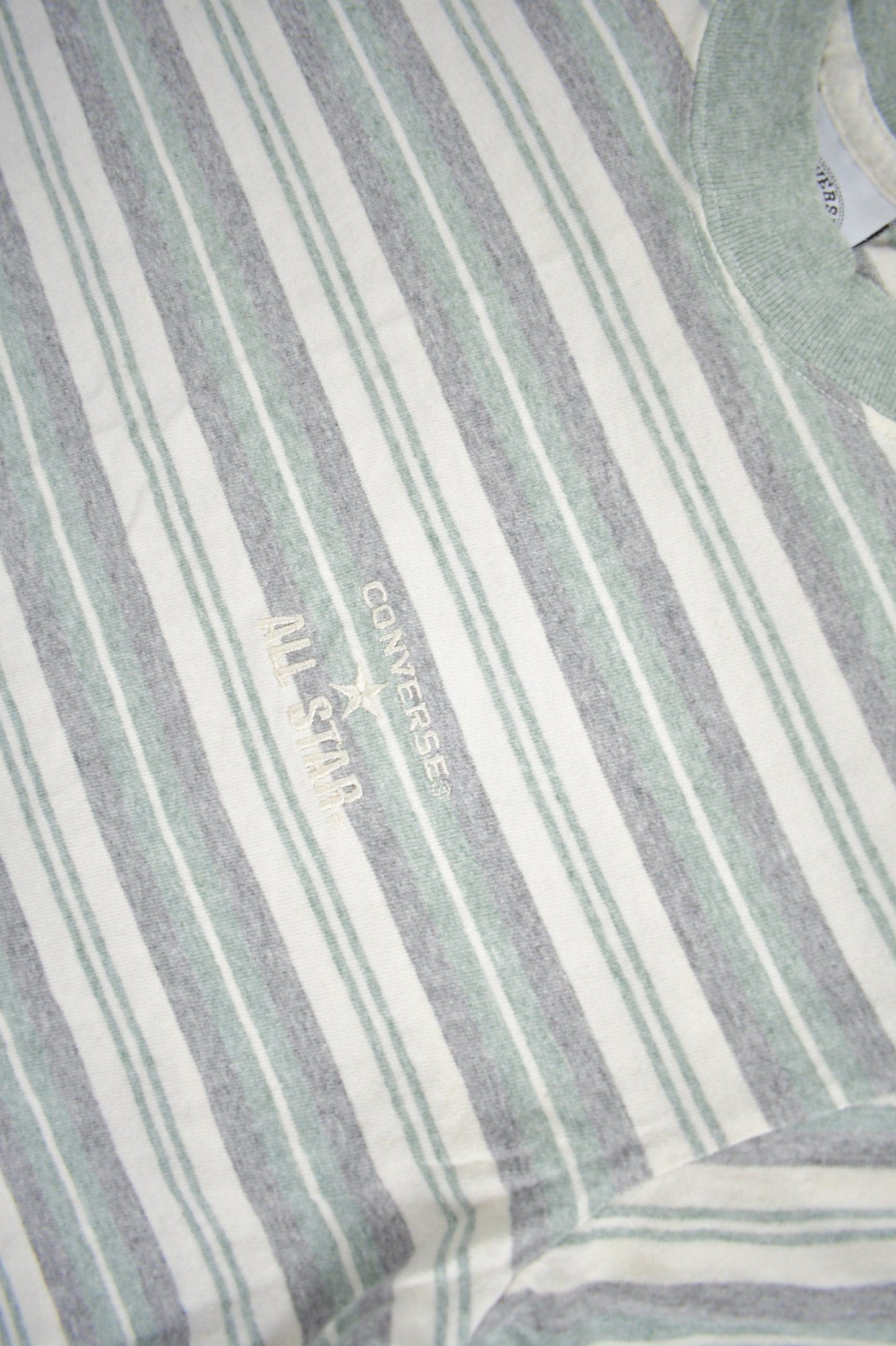 Vintage 1990s Converse All Star Embroidered Striped T Shirt Men's Small