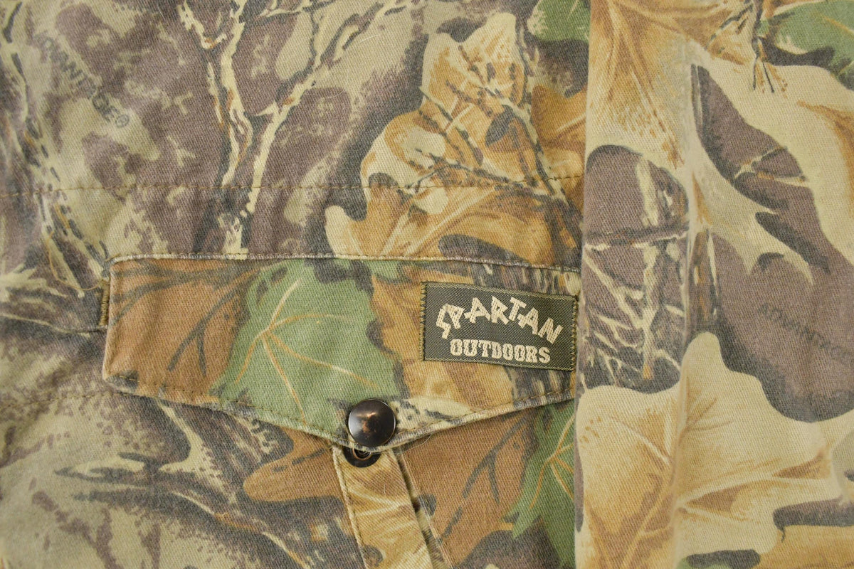Vintage 1990s Spartan Tree Camo Camouflage Outdoors Hunting Jacket Men's Large