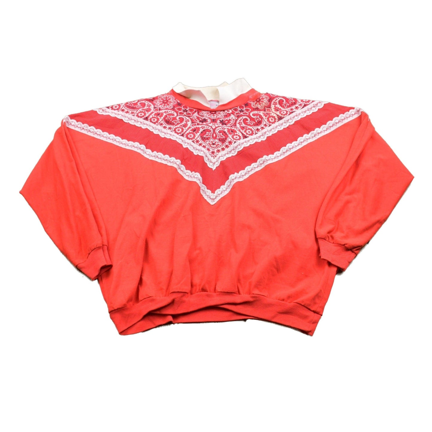 Vintage 1990s Paisley Collared Crewneck Sweatshirt Men's M