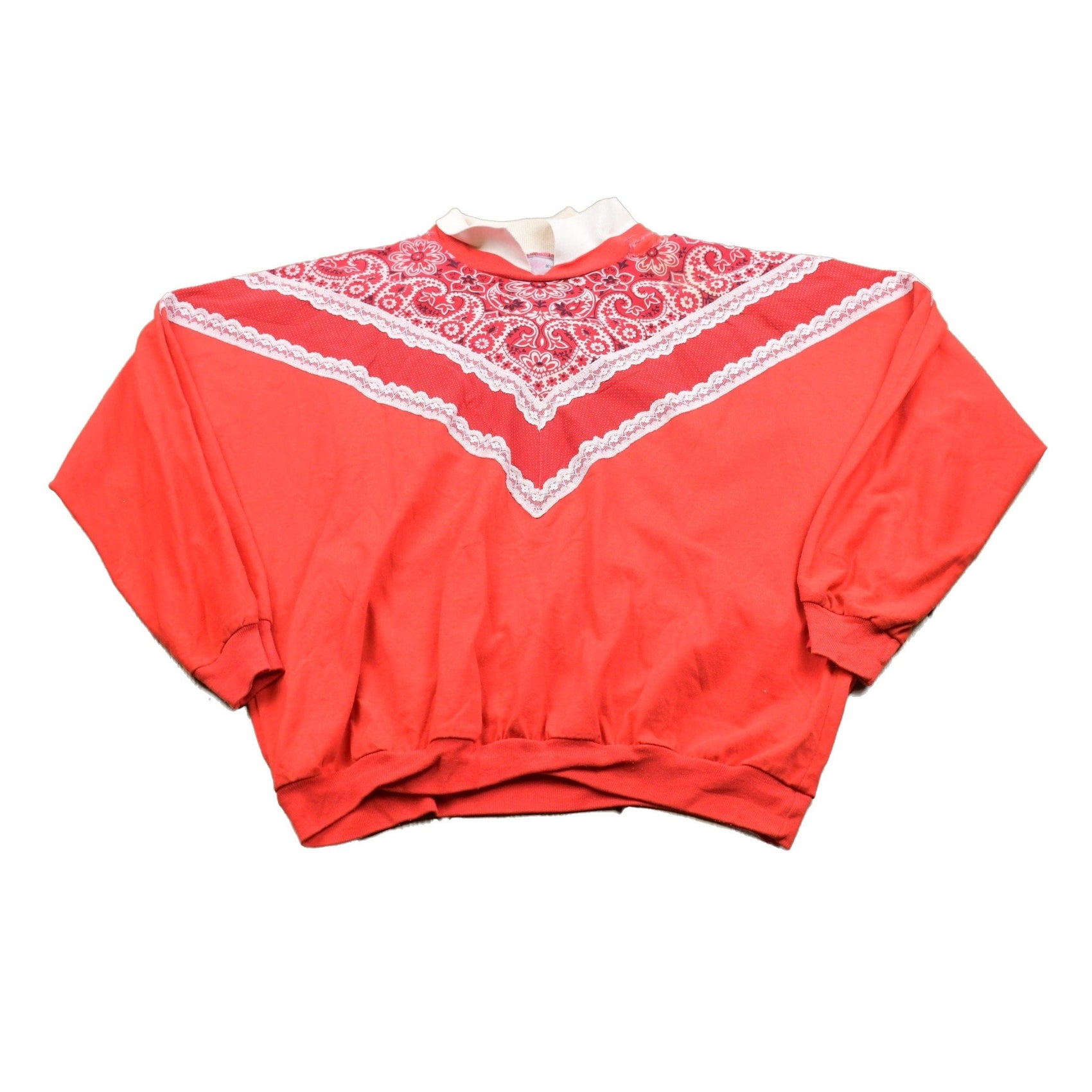 Vintage 1990s Paisley Collared Crewneck Sweatshirt Men's M