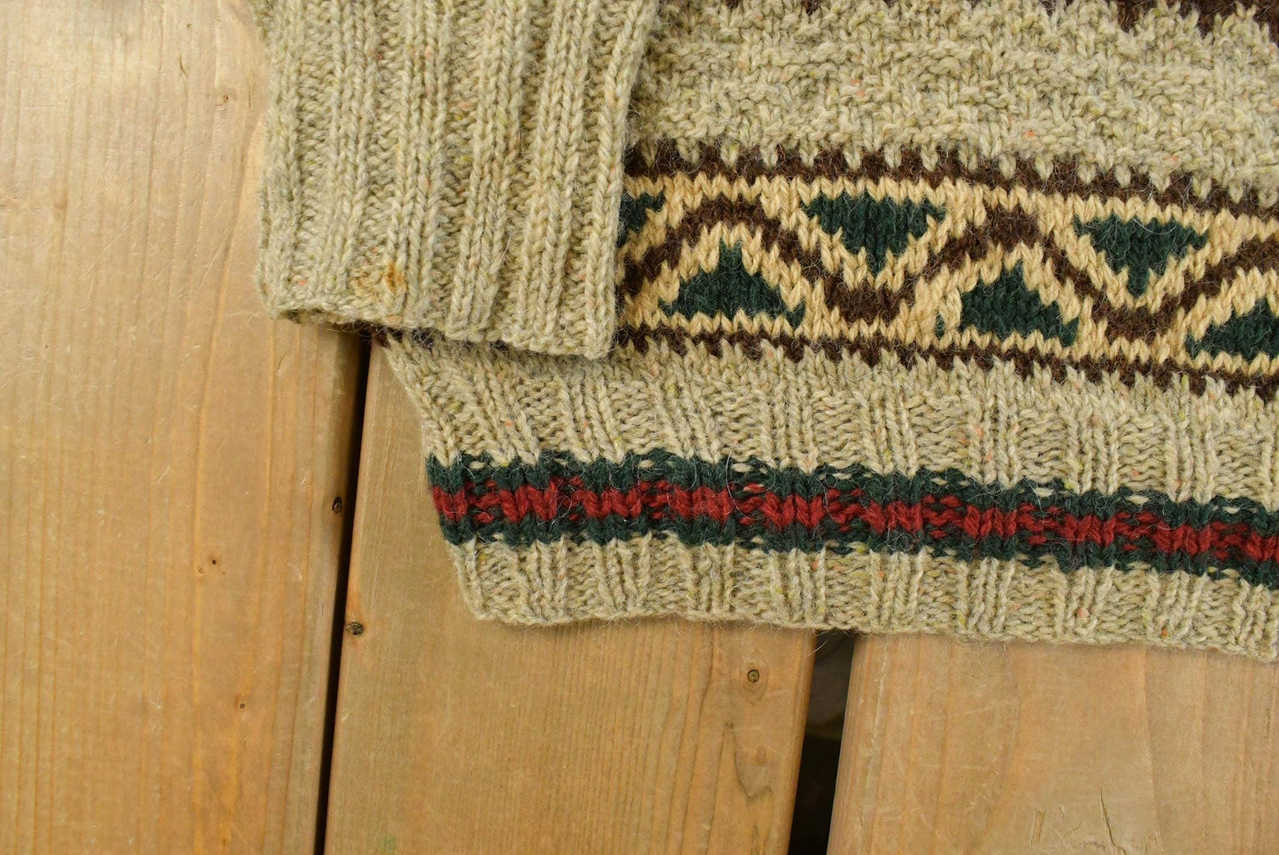 Vintage 1990s Polo Ralph Lauren Aztec Nordic Wool Hand Knit Sweater Men's L