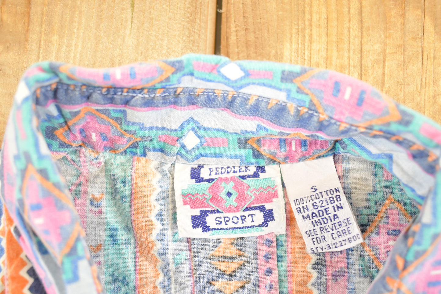 Vintage 1990s Peddler Sport Abstract Button Up Shirt Men's S