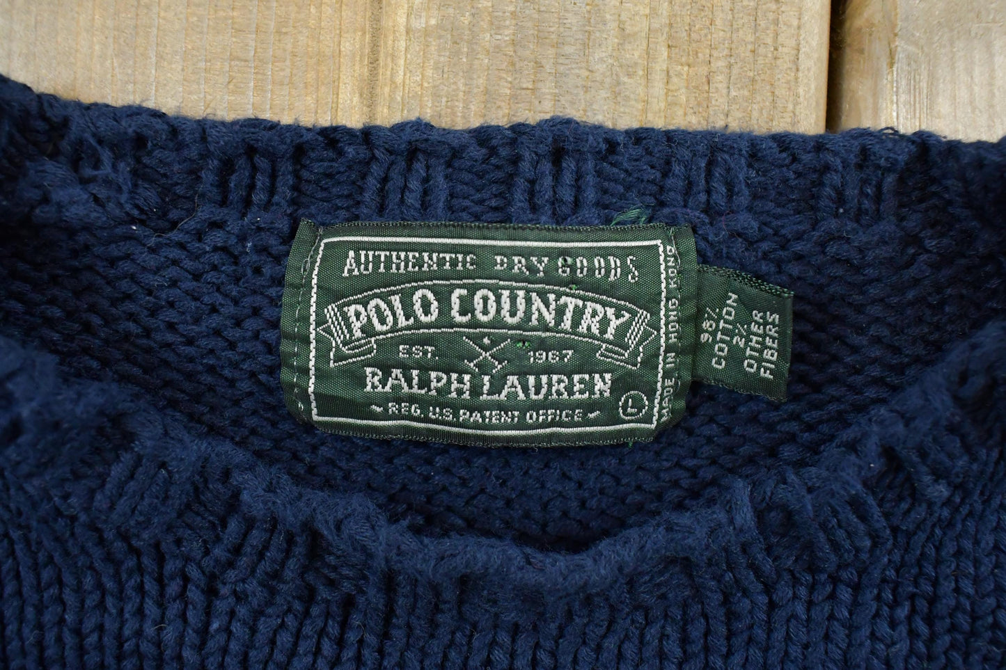 Vintage 1990s Polo Country Ralph Lauren USA Flag Knit Sweater Men's Large