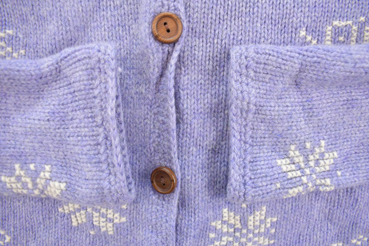 Vintage 1990s Eagle's Eye Snowflake Knit Cardigan Sweater Women's M