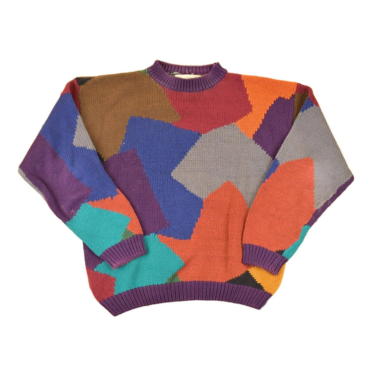 Vintage 1990s Perry Ellis Abstract Knit Crewneck Sweater Men's M
