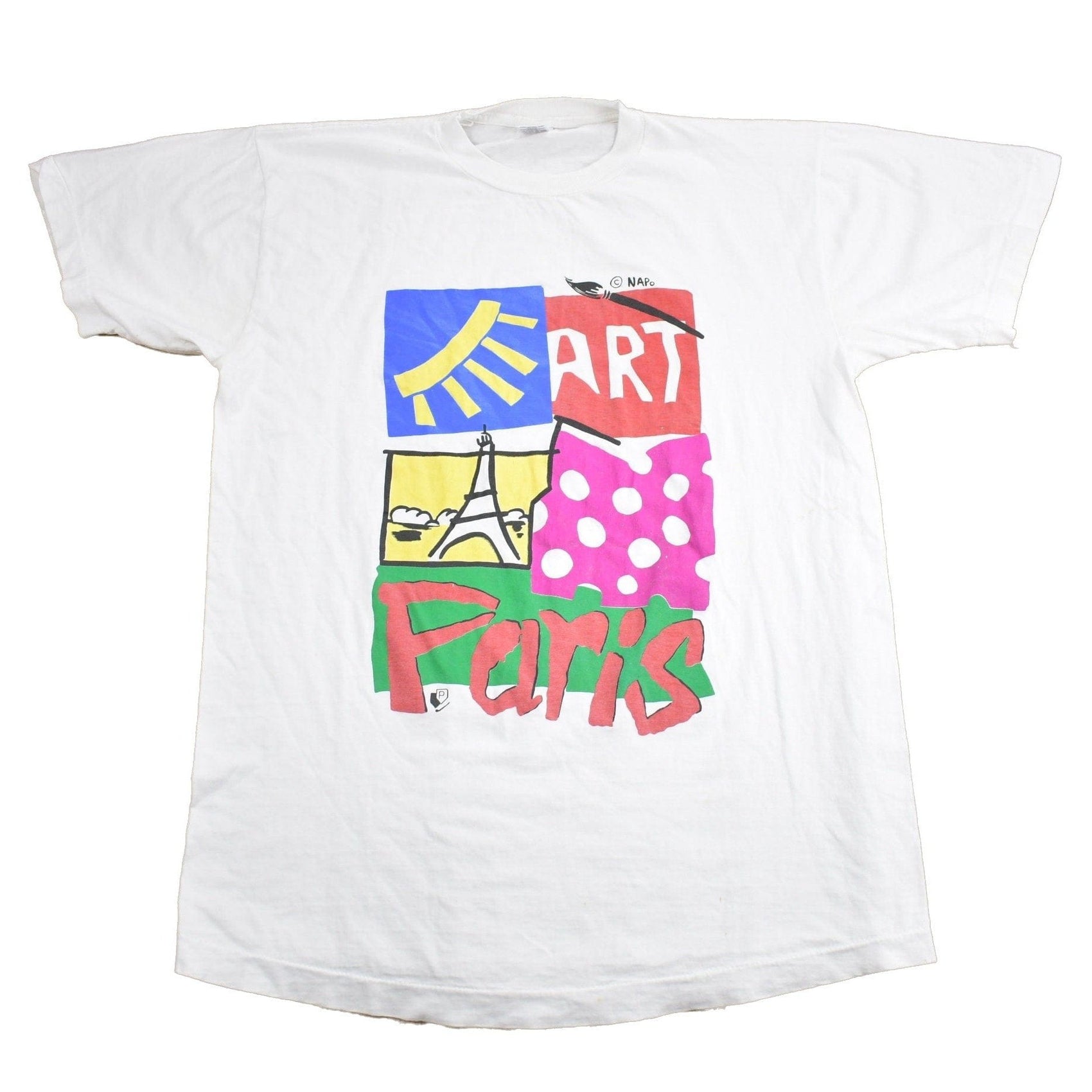Vintage 1990s Paris Art Graphic T Shirt Men's Medium