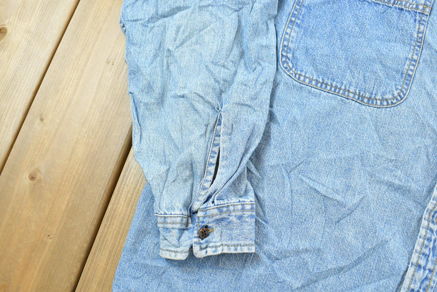 Vintage 1990s Levis Red Tab Denim Button Up Shirt Men's XL / Western Style / 90s Streetwear / Made in Hong Kong