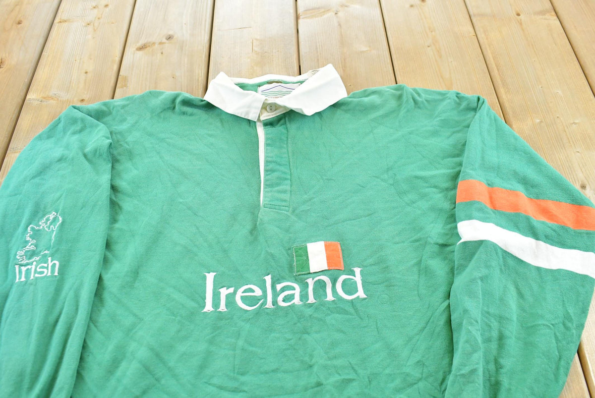 Vintage 1990s Ireland Embroidered Long Sleeve Polo Rugby Shirt Men's L