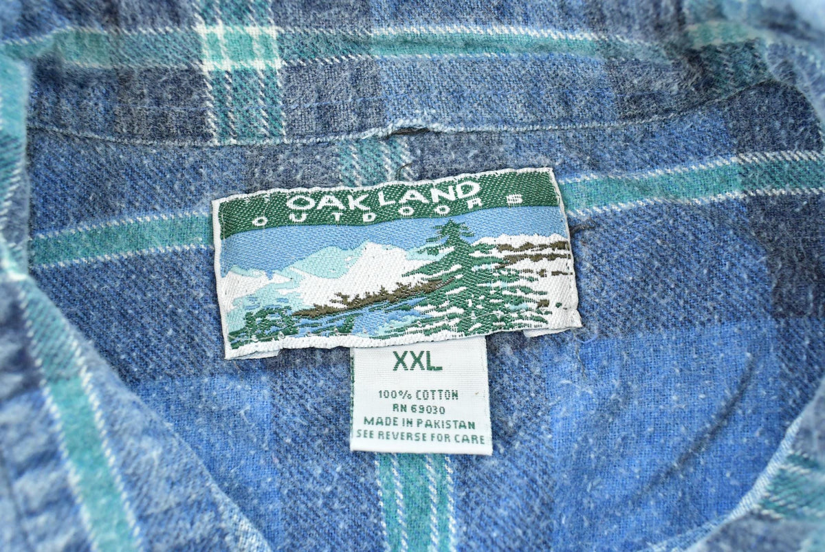 Vintage 1990s Oakland Outdoors Plaid Printed Cotton Flannel Button Up Shirt Men's XL