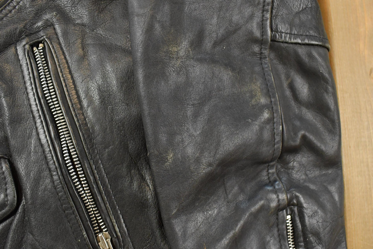 Vintage 1980s Vanguard Biker Leather Jacket Men's Small
