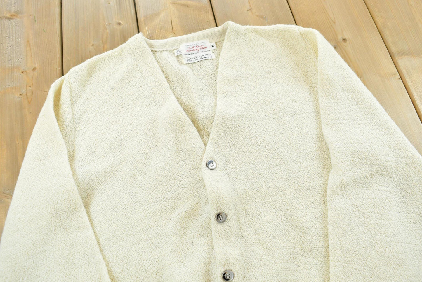 True Vintage 1970s Deadstock Fall River Knitting Mills Peruvian Alpaca Wool Knit Button Up Cardigan Sweater Men's S / 70s Streetwear