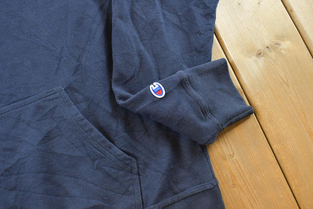 Vintage 2000s Champion Blue Small Logo Hoodie Sweatshirt Men's M / Y2K Streetwear / 00s Basic Layering Essential