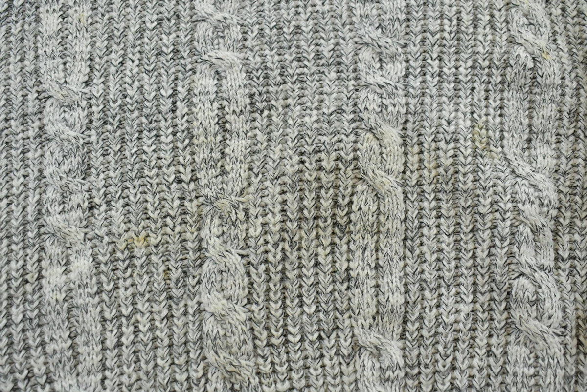 Vintage 1980s Gray 3D Cable Knit Crewneck Sweater Men's M