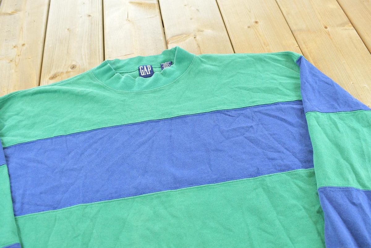 Vintage 1990s Gap Striped Long Sleeve T Shirt Men's 2XL / 90's Preppy Shirt / Streetwear / Basic Layering Essential