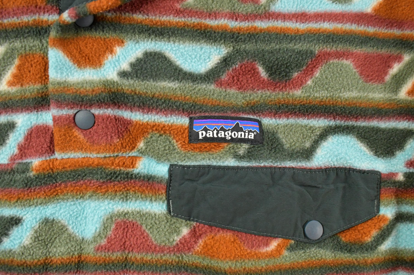 Vintage 2000s Patagonia Synchilla Delta Cinder Red Southwestern Aztec Fleece Snap T Fleece Sweater Men's Large