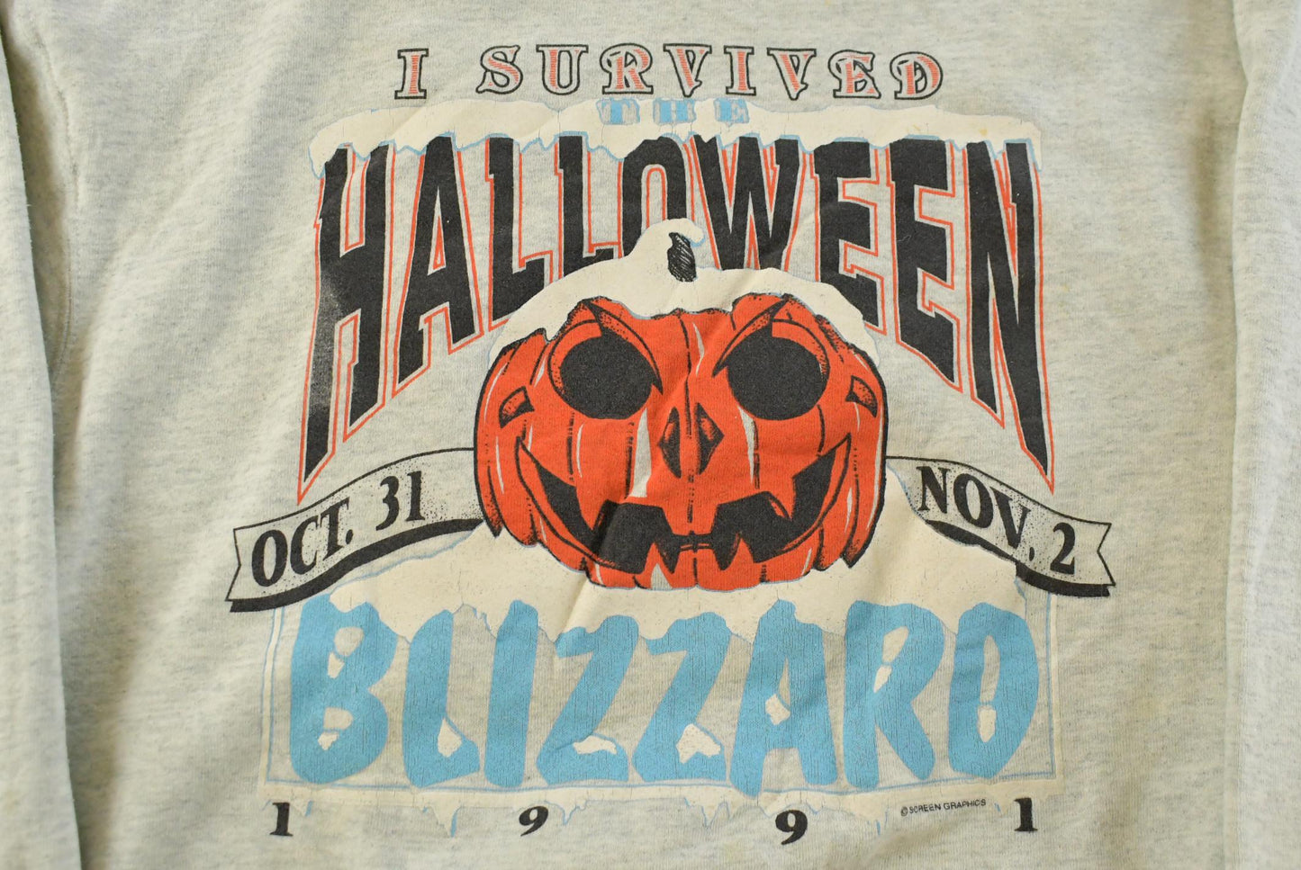 Vintage 1990s I Survived Halloween Blizzard Crewneck Sweatshirt Mens XL