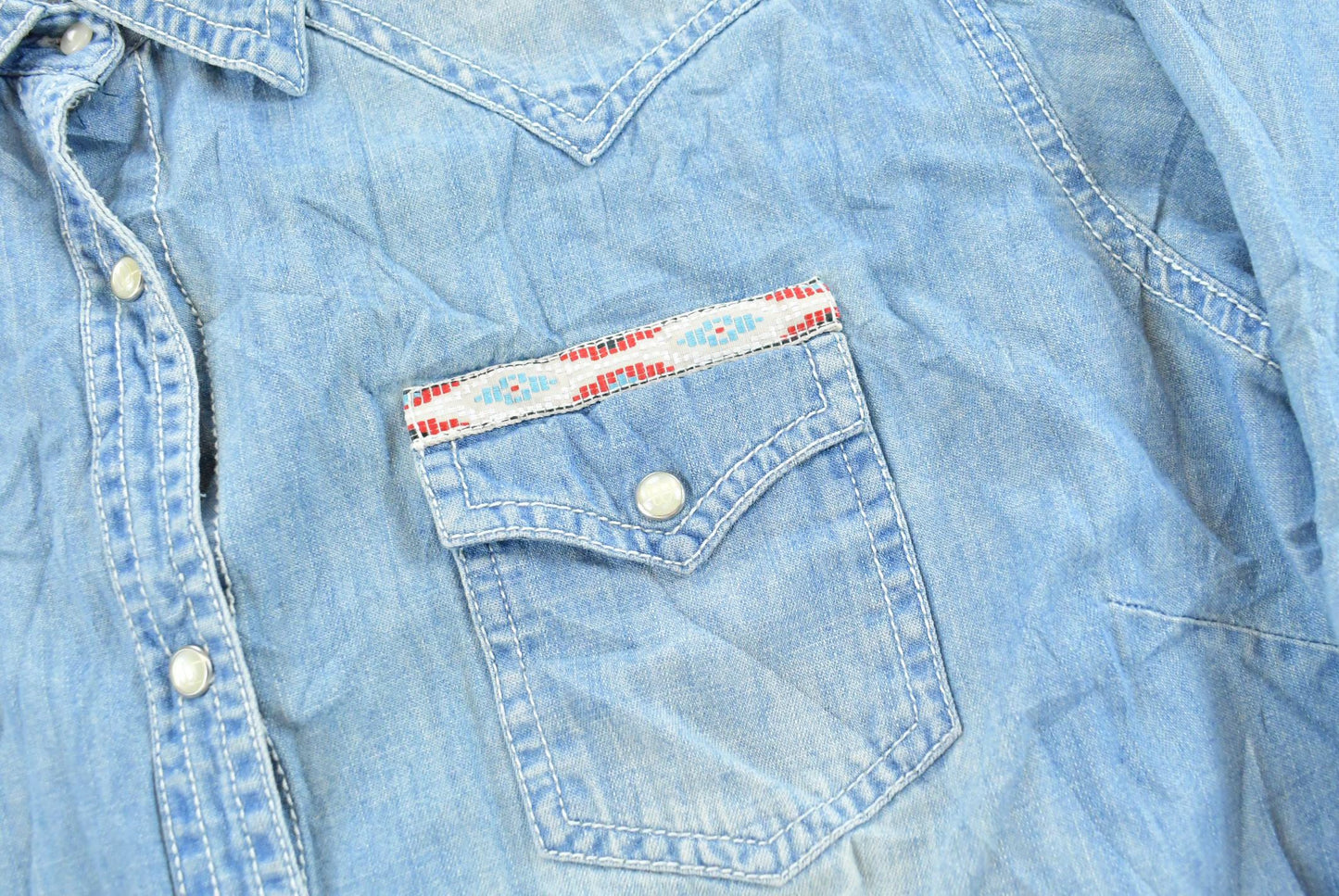 Vintage Y2K Wrangler Denim Button Up Cowboy Shirt Women's XL