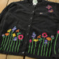 Vintage 1990s Quacker Factory Flowers Knit Cardigan Sweater Women's M