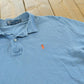 Vintage 1990s Polo By Ralph Lauren Blank Blue Small Pony Short Sleeve Polo Shirt Men's XL