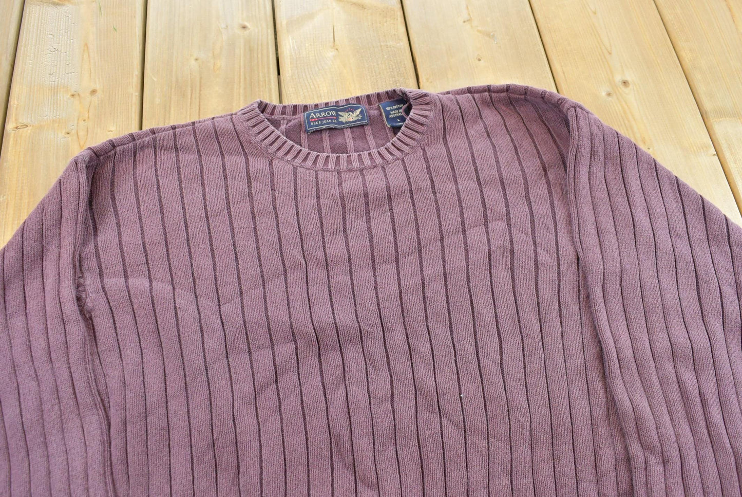 Vintage 1990s Arrow Cable Knit Cotton Sweater Men's M