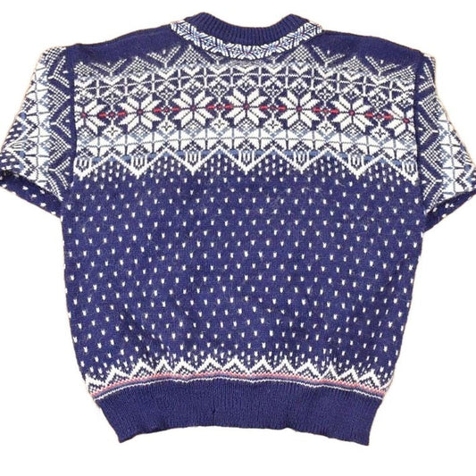 Vintage 1970's Nordstrikk Abstract Snowflake Wool Knit Cardigan Sweater Men's L