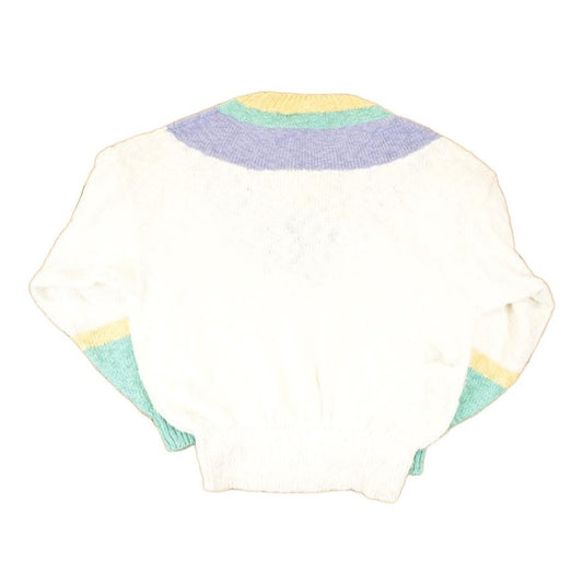 Vintage 1990s Liz Sport Color Block V Neck Knit Sweater Women's L