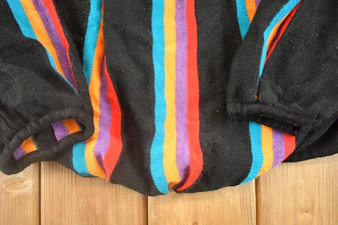 Vintage 1990s Lilly Of California Hand Loomed Knit Crewneck Sweater Women's S Cropped