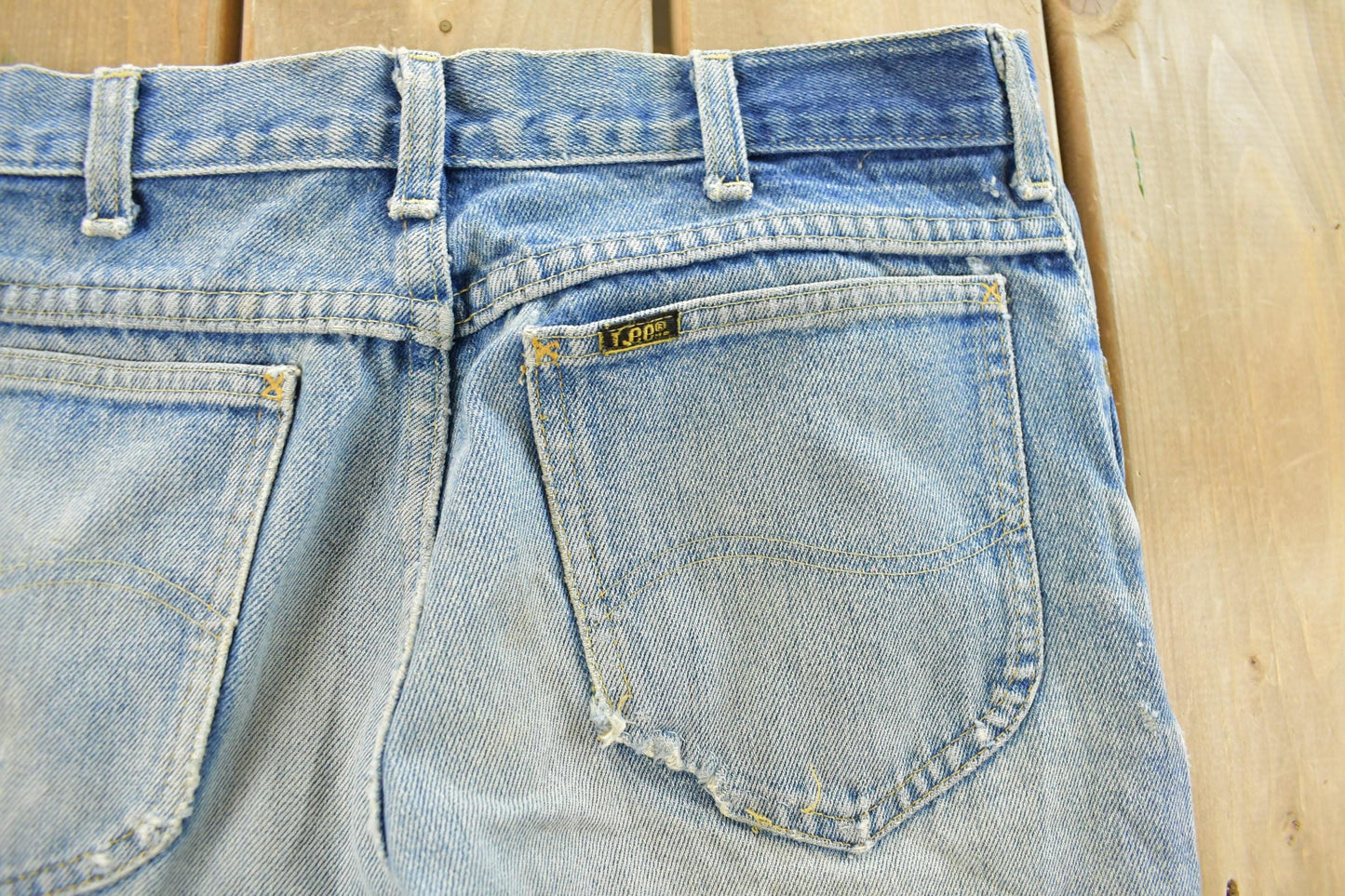 Vintage 1970s Lee Distressed Flare Denim Jeans Men's 30 x 31