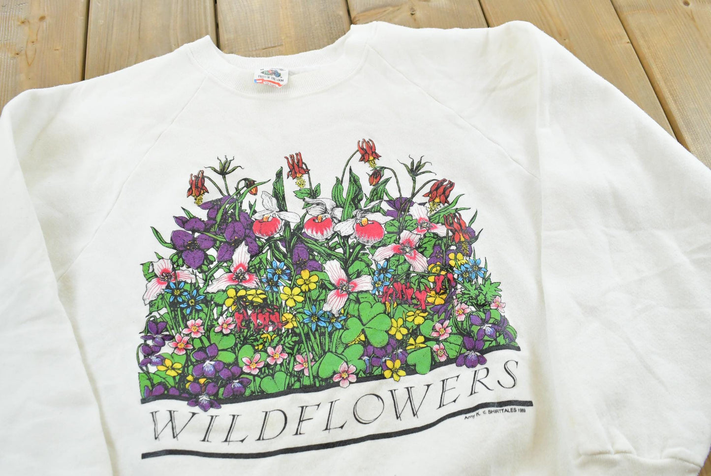 Vintage 1989 Nature Print Wildflowers Sweatshirt Mens Men's Medium