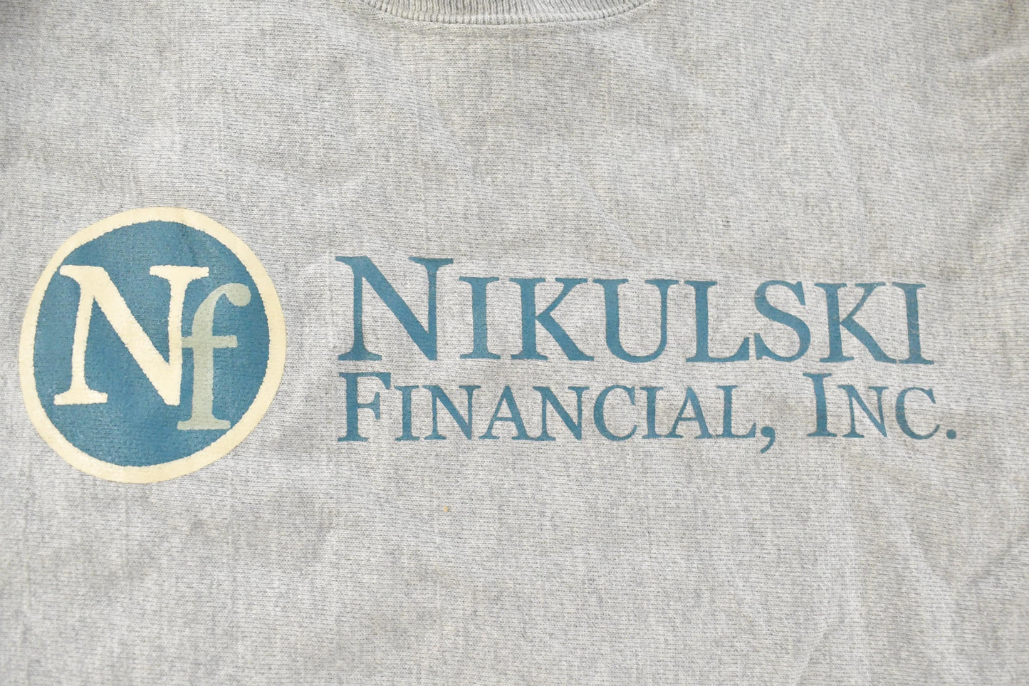 Vintage 2000s Nikulski Financial Champion Reverse Weave Crewneck Sweatshirt Men's Medium