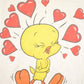 Vintage 1990s Looney Tunes Tweety Bird Hearts T Shirt Women's L