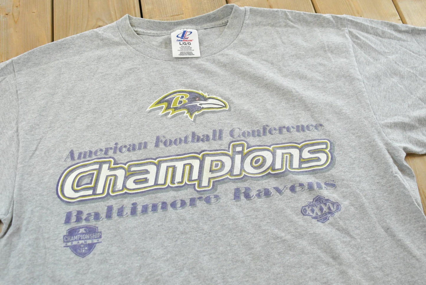 Vintage 2000 Baltimore Ravens Super Bowl 35 NFL Graphic T-Shirt Men's L