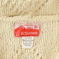 Vintage 1980s Handknit Ecuador Wool Full Zip Hoodie Sweater Men's Large