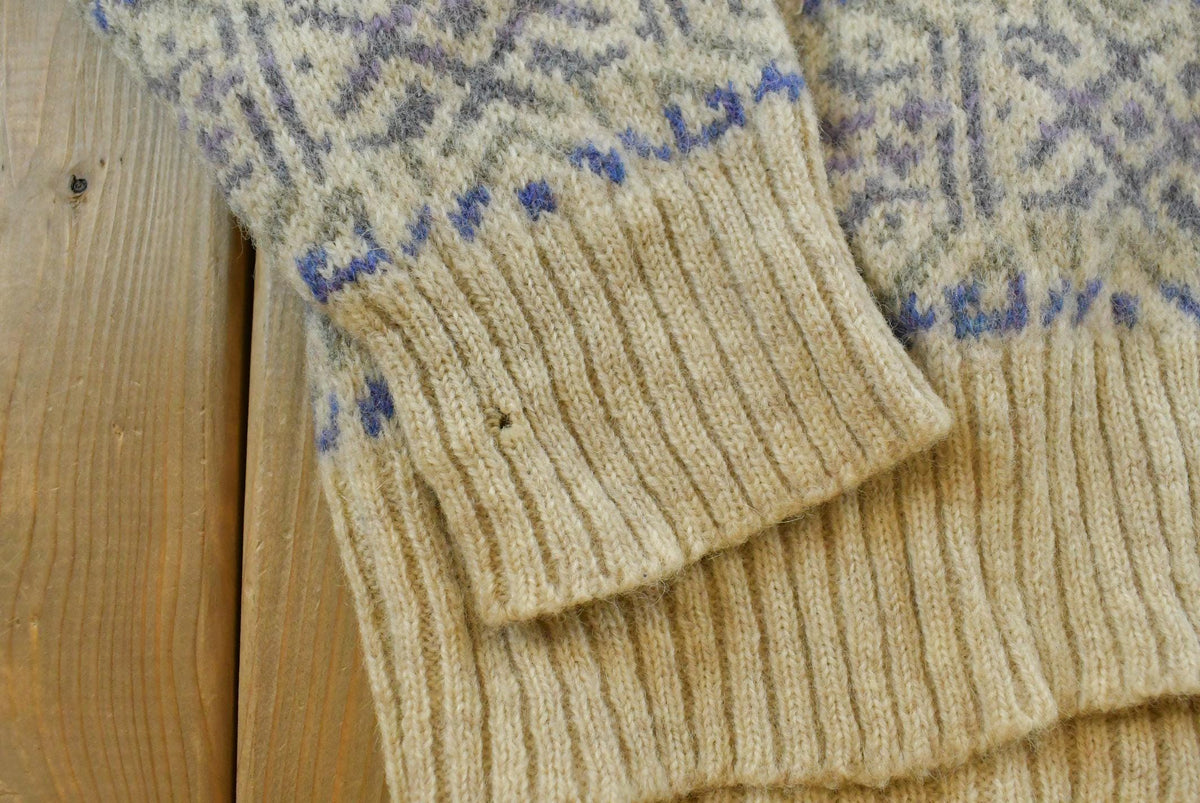Vintage 1990s Colours Alexander Julian Knit Shetland Wool Argyle Crewneck Sweater Men's S / 90s Knitted Sweatshirt / Made in Hong Kong