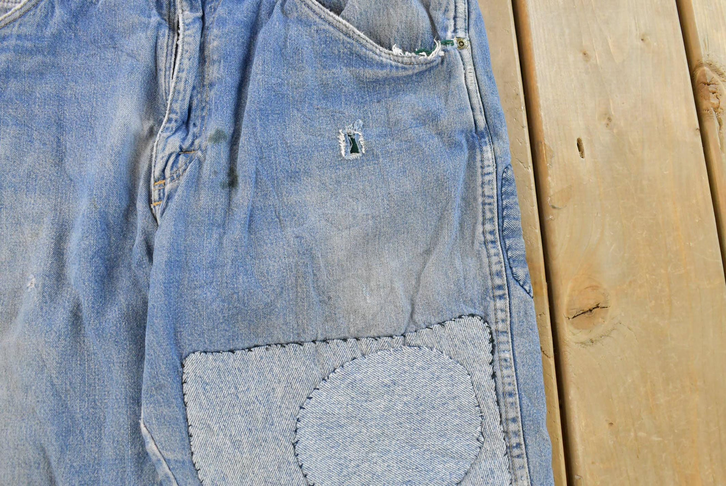 Vintage 1980s Wrangler Fleece Lined Patchwork Denim Jeans Men's 32 x 27