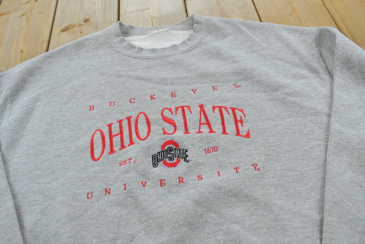 Vintage 1990s Ohio State University Embroidered Collegiate Crewneck Sweatshirt Men's L
