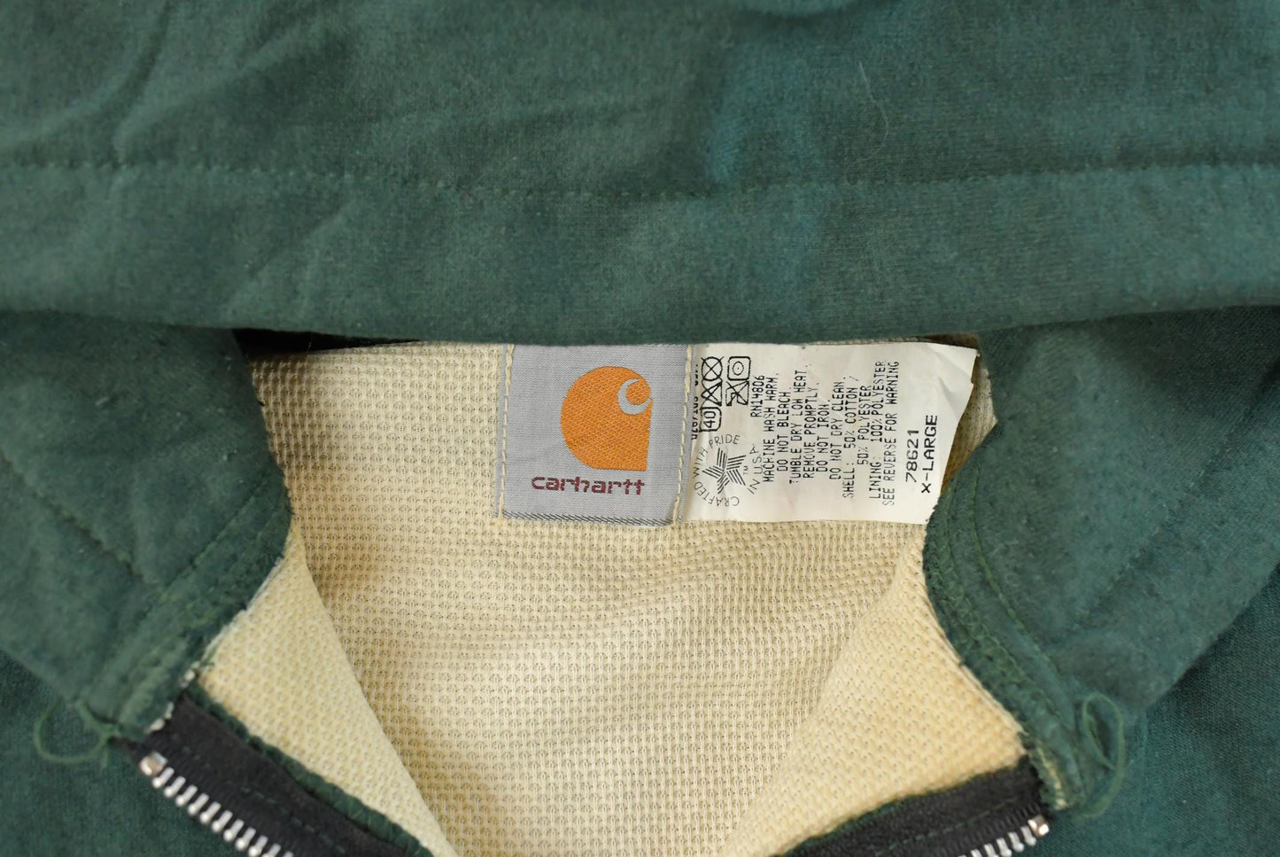 Vintage 1980s Carhartt Thermal Lined Full Zip Hoodie Sweatshirt Vest Men's XL