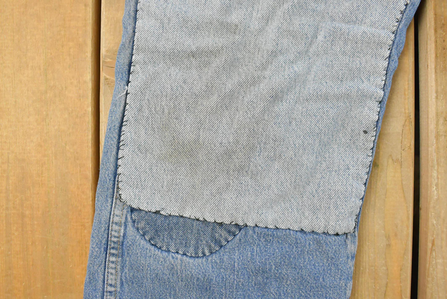 Vintage 1980s Wrangler Fleece Lined Patchwork Denim Jeans Men's 32 x 27