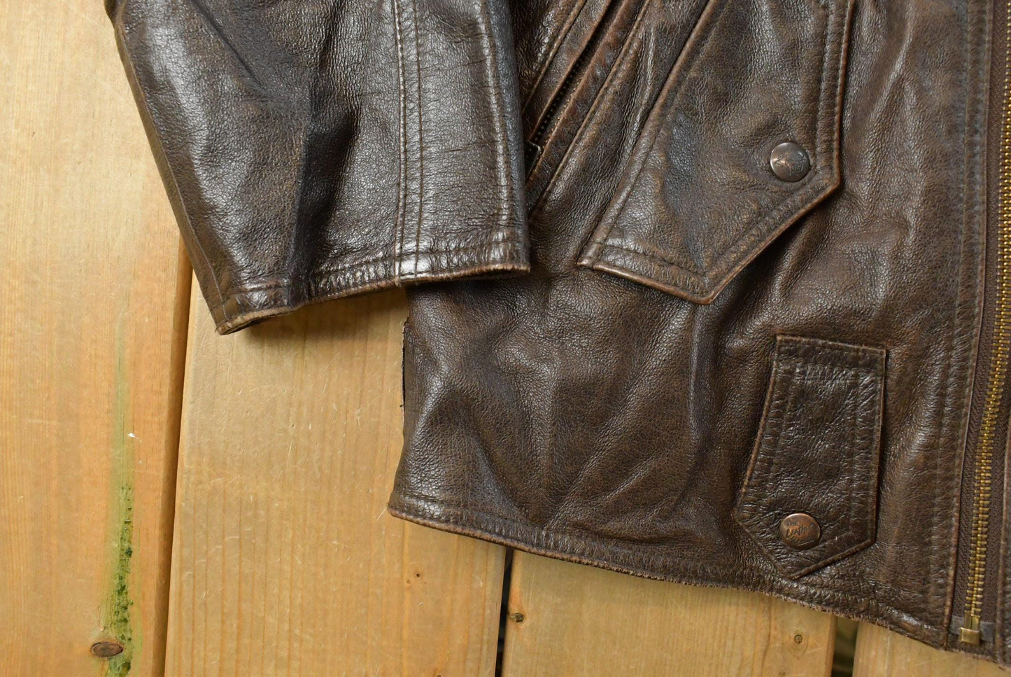 Vintage 1990s Passport Leather Motorcycle Biker Jacket Men's L