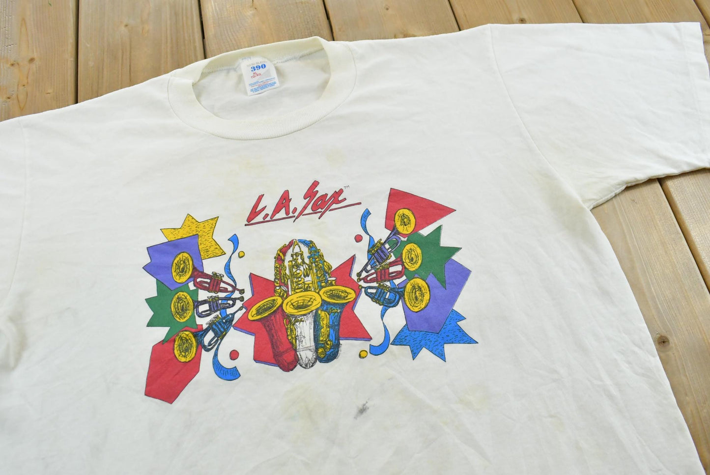 Vintage 1990s Los Angeles Saxophone Music T-Shirt Men's L